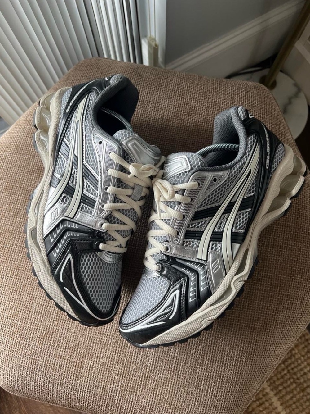 ASICS Men's Athletic Running Sneakers - Gray/Black/Cream